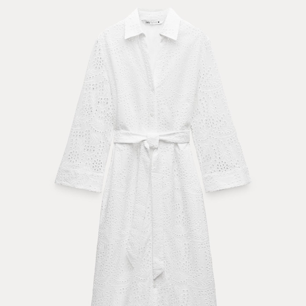 Zara Cream /White Eyelet Halter Dress NWT!